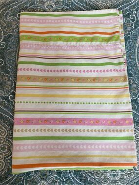 Striped vintage pillow case 1 with hearts flowers stripes